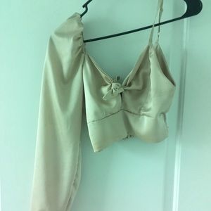 Nasty Gal silk cropped blouse